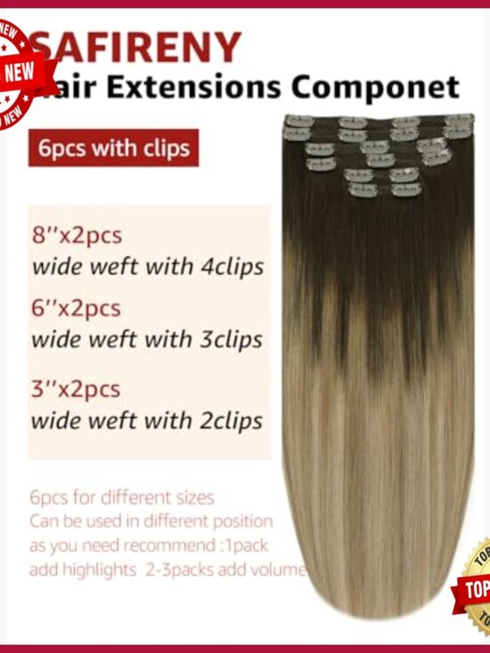 16 Inch Real Human Hair Clip Extensions 6pcs 100g Straight Double Drawn